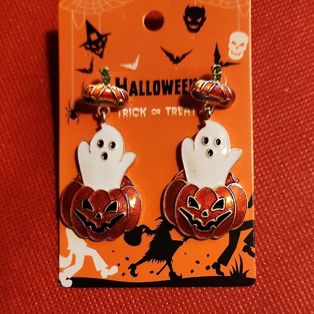 Halloween Ghost and Pumpkin Earrings